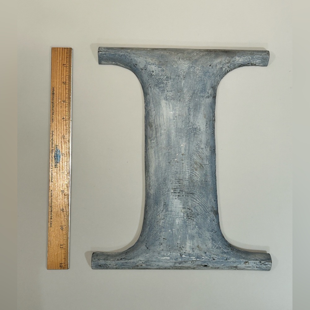 Large Antique wooden letter “I” from old restaurant signage